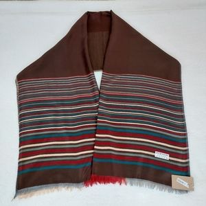 Pashmina 100% Pashmina Brown Multicolor Stripes NWT Shawl Wrap Scarf 67" x 27"